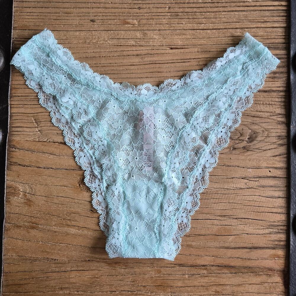 Victoria's Secret DreamAngels Sea Foam Green Lace High Cut Leg Panty sz S New